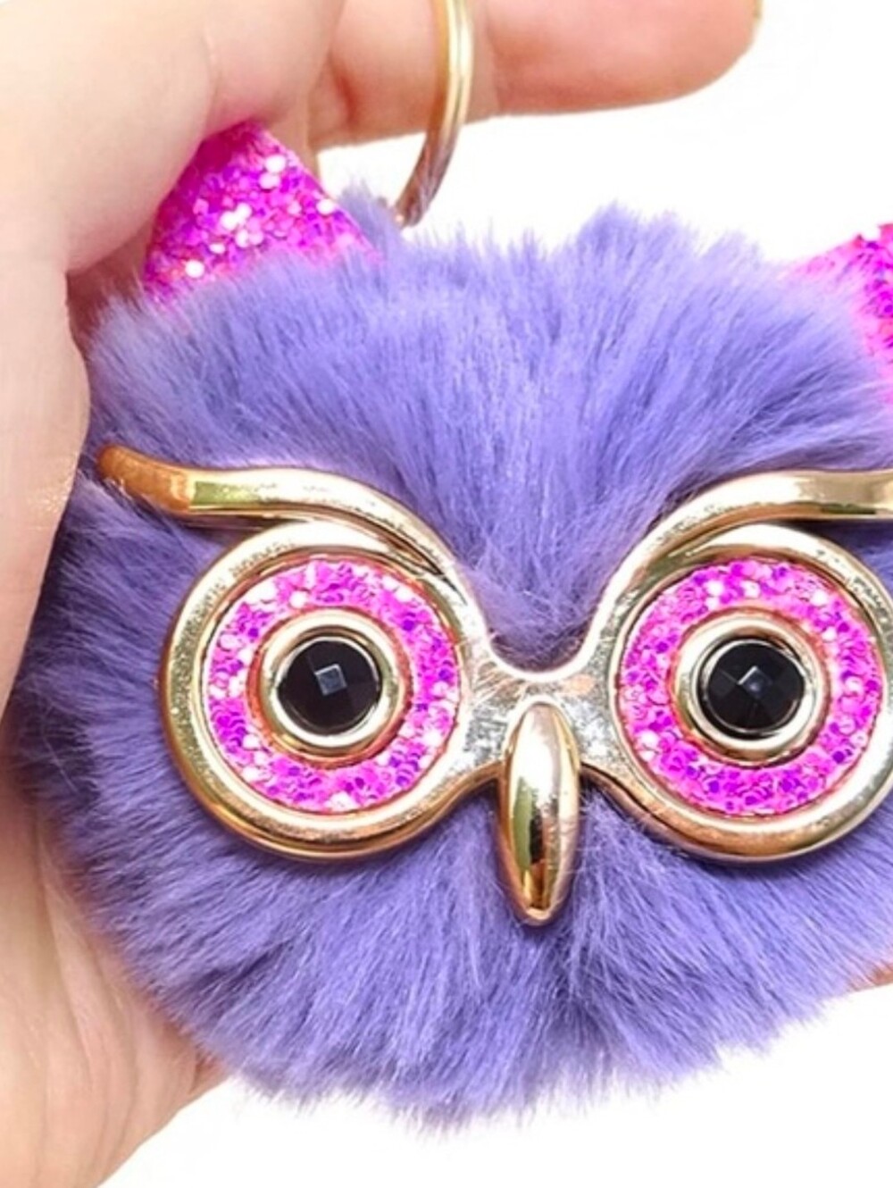 Owl Pom Pom Bag Charm NWT - Purple
